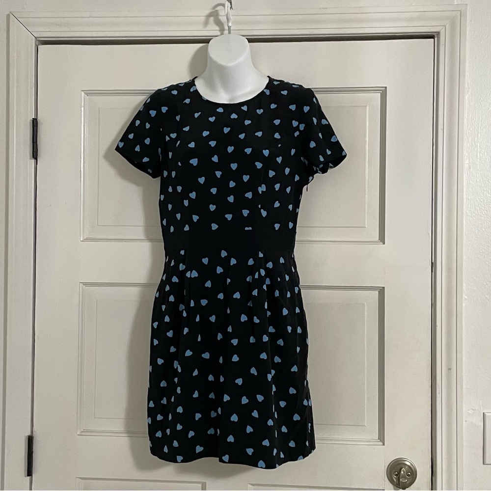 Claudie Pierlot Rania Navy Blue Hearts‎ Silk Dress
